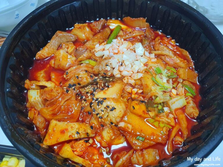 삼산회관 돼지김치구이 배달 후기